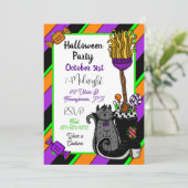 ハロウィンパーソナライズされた招待状 |魔女と猫 招待状 (スタンド正面)