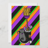 ハロウィンパーソナライズされた招待状 |魔女と猫 招待状 (裏面)