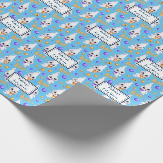 ハロウィンパーソナライズされた男の赤ちゃんベビーシャワー ラッピングペーパー (角)