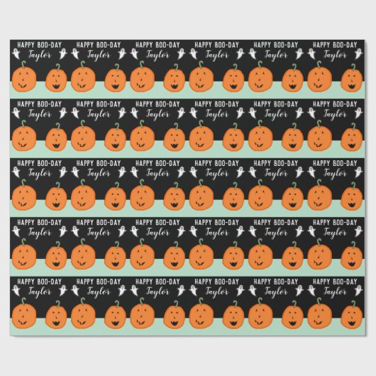 ハロウィンパーソナライズされた誕生日 ラッピングペーパー (フラット)