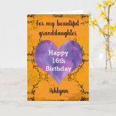 ハロウィンパーソナライズされた16th誕生日孫娘 カード (黄色い花)