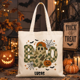 ハロウィンパーソナライズ ブー カモフラージュ 幽霊 トートバッグ