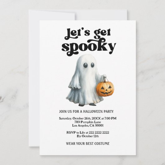 ハロウィンパーティーだよ、怖い雰囲気を楽しもう 招待状 (正面)