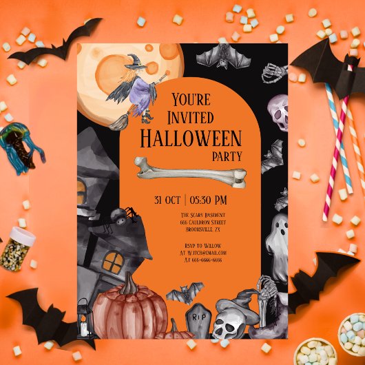 ハロウィンパーティーでお食事、お酒を楽しんで、怖がってください 招待状