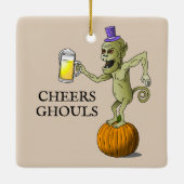 ハロウィンパーティーでゴーストと乾杯 セラミックオーナメント (裏面)