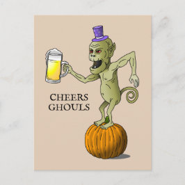 ハロウィンパーティーでゴーストと乾杯 ポストカード