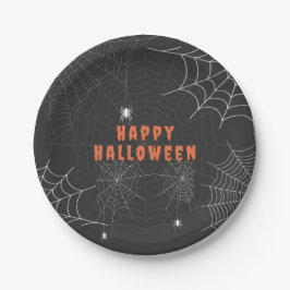 ハロウィンパーティーにぴったりな怖可愛いクモの巣デザイン ペーパープレート