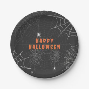 ハロウィンパーティーにぴったりな怖可愛いクモの巣デザイン ペーパープレート