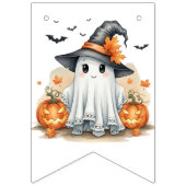 ハロウィンパーティーにぴったりな、遊び心あふれるお化けのバuntingバナー バンティングフラッグ (第2の旗)