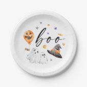 ハロウィンパーティーにぴったりのかわいいお化けのウォーターカラー ペーパープレート (正面)