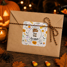 ハロウィンパーティーにピッタリ!オーダーメイドの「Trick or Treat」ステッカー スクエアシール
