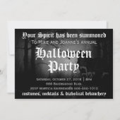 ハロウィンパーティーに佇む不気味な森のワタリガラス 招待状 (裏面)