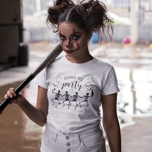 ハロウィンパーティーに死ぬほど盛り上がるスケルトン Tシャツ