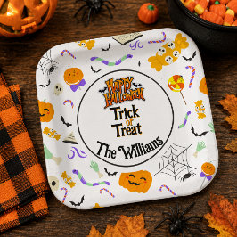 ハロウィンパーティーに!オーダーメイドの「Trick or Treat」可愛いハロウィンデザイン ペーパープレート