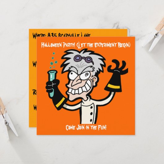 ハロウィンパーティーのおかしい天才 招待状 (正面/裏面インサイチュ)