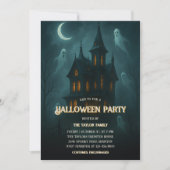 ハロウィンパーティーのおばけ屋敷とお化け 招待状 (正面)