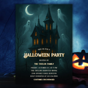 ハロウィンパーティーのおばけ屋敷とお化け 招待状