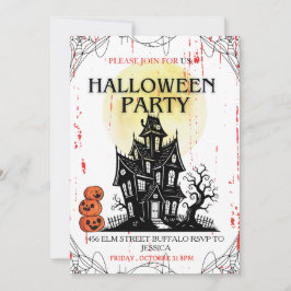 ハロウィンパーティーのおばけ屋敷への招待状！ 招待状