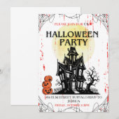 ハロウィンパーティーのおばけ屋敷への招待状！ 招待状 (正面/裏面)
