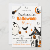 ハロウィンパーティーのおばけ招待状 招待状 (正面)