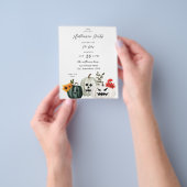 ハロウィンパーティーのおやつかイタズラかぼちゃの招待状 チラシ (手)