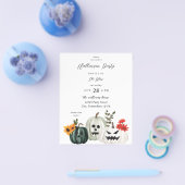 ハロウィンパーティーのおやつかイタズラかぼちゃの招待状 チラシ (シングル)