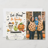 ハロウィンパーティーのお化け写真 招待状 (正面)