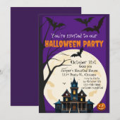 ハロウィンパーティーのお化け屋敷 招待状 (正面/裏面)