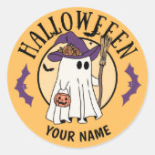 ハロウィンパーティーのお菓子にお名前シール ラウンドシール (正面)
