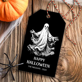 ハロウィンパーティーのお菓子にオバケのラベル ギフトタグ