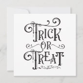 ハロウィンパーティーのお菓子をください Bones ブラック ホワイト 招待状 (正面)