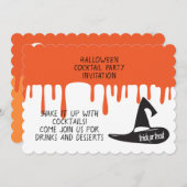 ハロウィンパーティーのお誘い カクテルナイト 招待状 (正面/裏面)