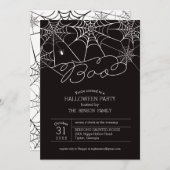 ハロウィンパーティーのお誘い「Boo」スパイダーウェブ 招待状 (正面/裏面)