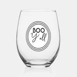 ハロウィンパーティーのお返しに使える「Boo Y’all」パーソナライズドデザイン ステムなしワイングラス