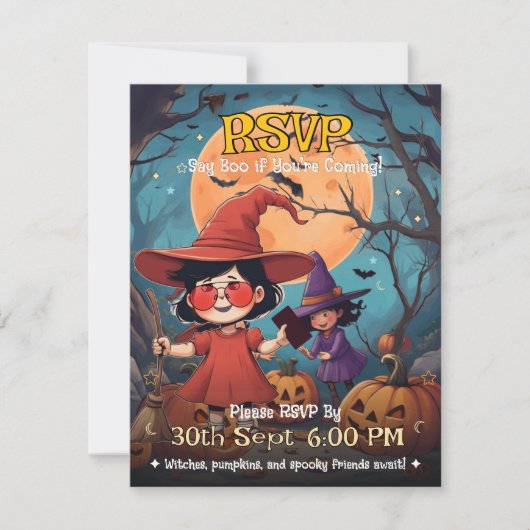 ハロウィンパーティーのお返事 — キッズハロウィン 出欠カード (正面)