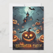 ハロウィンパーティーのかぼちゃランタン 招待状 (正面)