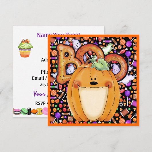 ハロウィンパーティーのご招待 招待状 (正面/裏面)