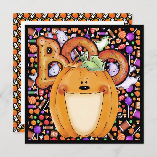 ハロウィンパーティーのご招待 招待状 (正面/裏面)