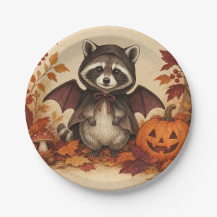 ハロウィンパーティーのためのアライグマのコウモリのコスチュームプレート ペーパープレート