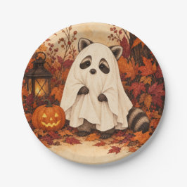 ハロウィンパーティーのためのアライグマの幽霊のコスチュームプレート ペーパープレート