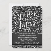 ハロウィンパーティーのためのヴィンテージチョーク「トリックオアトリート」 招待状 (正面)