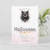 ハロウィンパーティーのための高貴な黒猫ラインストーン 招待状 (スタンド正面)