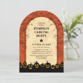 ハロウィンパーティーのカボチャの彫刻 招待状 (スタンド正面)