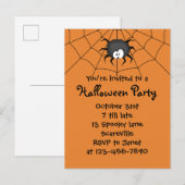 ハロウィンパーティーのクモ インビテーションポストカード (正面/裏面)