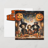 ハロウィンパーティーのグリーティングカード シーズンカード (正面/裏面)