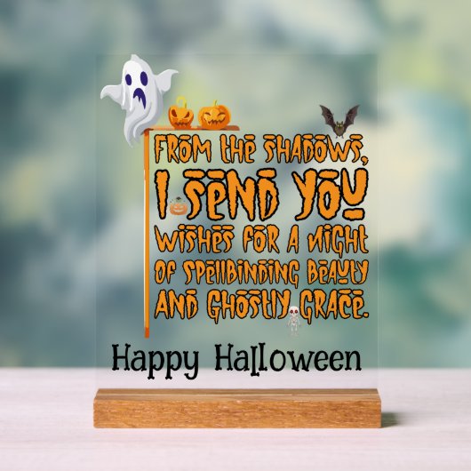 ハロウィンパーティーのゴーストの挨拶 アクリルサイン (ニュートラル)