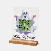 ハロウィンパーティーのゴーストの挨拶 アクリルサイン (傾斜)
