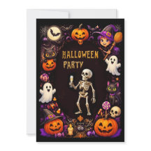 ハロウィンパーティーのスケルトンとシャンパングラス