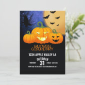 ハロウィンパーティーのディスコ かぼちゃの彫刻 招待状 (スタンド正面)