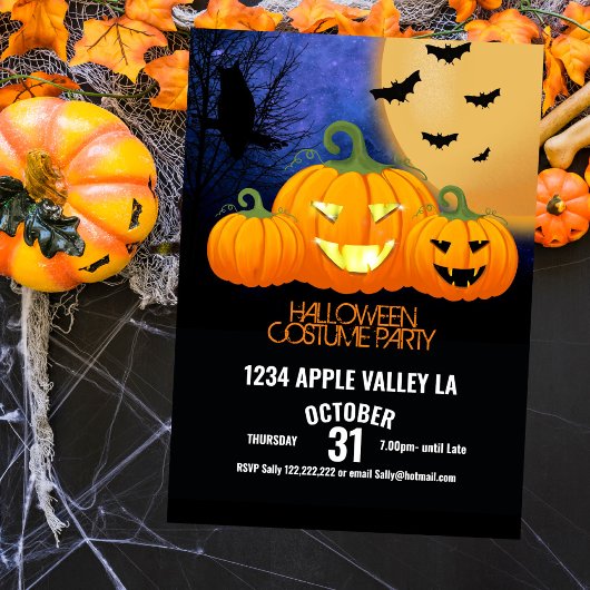 ハロウィンパーティーのディスコ かぼちゃの彫刻 招待状